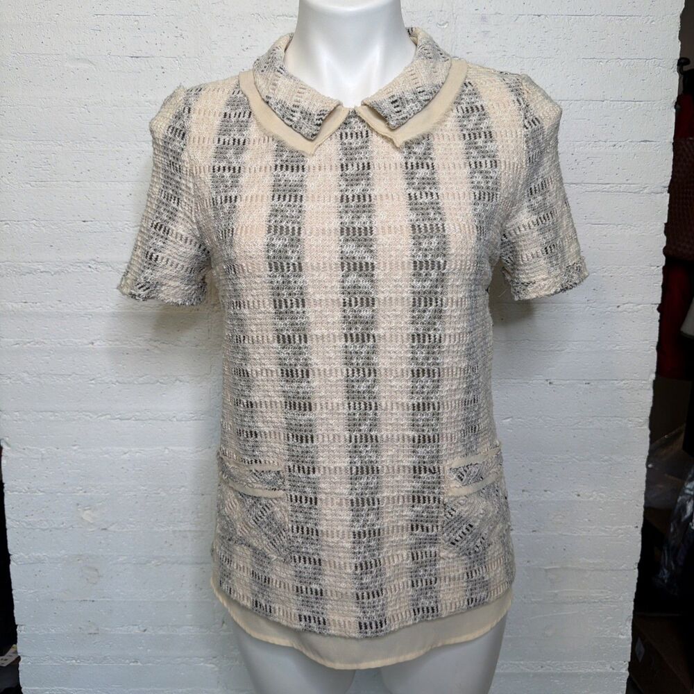 Anthropologie Postmark Cadence Ivory Tweed Blouse S Literary Chic Eclectic Boho